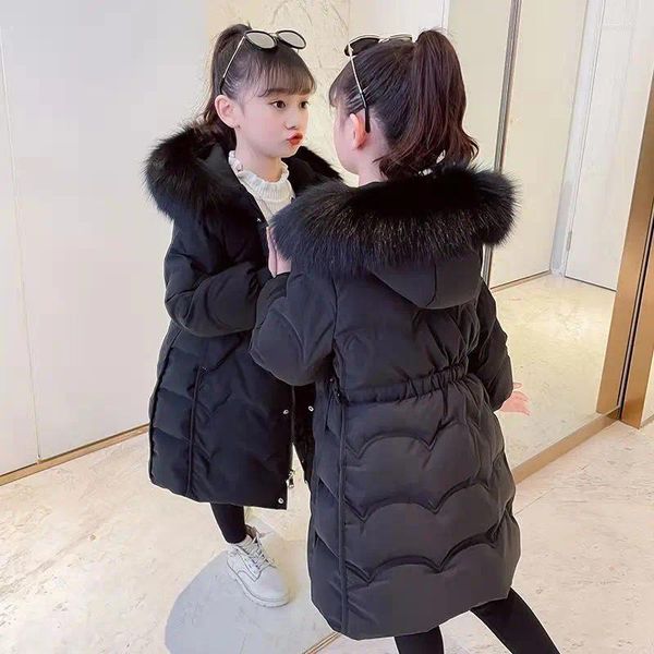 Imbottiture Cappotto 2024 Inverno Caldo Giubbotti Per Le Ragazze Moda Pelliccia Con Cappuccio Addensare Cappotti Bambini Colletto Finto Outwear Bambini Foderato In Cotone Parka