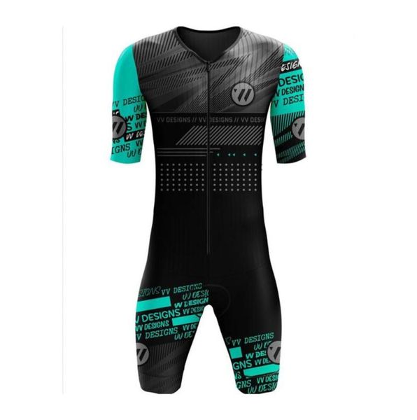 Rennsets VvSports Designs Triathlon Radtrikot Skinsuit Herren Fahrradbekleidung Trisuit Kurzarm Go Pro Fahrradkleidung Jumpsuit6852452