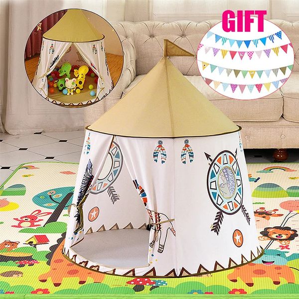 Çocuk teepee çadır evi taşınabilir prenses kalesi katlanır çocuklar çadırlar bebek oyun evi oyuncak doğum günü Noel hediyesi 240110
