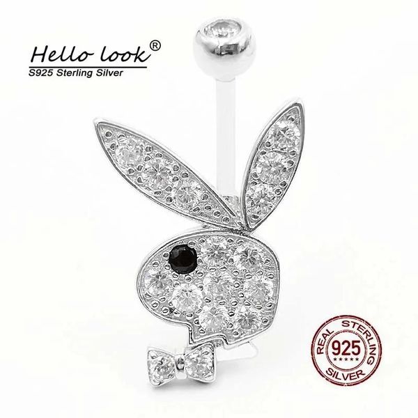 Takı Hellook sevimli tavşan göbek düğmesi yüzüğü saf 925 Sterling Gümüş Göbek Piercing Kızlar Seksi Belly Halkalar Vücut Piercing Takı