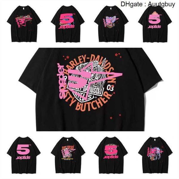 555 Designer Masculino Camisetas Hip Hop Kanyes Estilo Sp5der Camiseta Spider Jumper Europeu e Americano Jovens Cantores Manga Curta Camisetas Moda Esporte RXOG