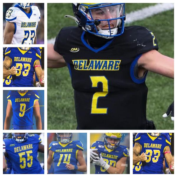 Personalizzato Ryan O'Connor Noah Sanders Delaware College Football Uomo Donna Gioventù Tutte le maglie cucite 1 Kyron Cumby 2 JoJo Bermudez 3 Zach Marker