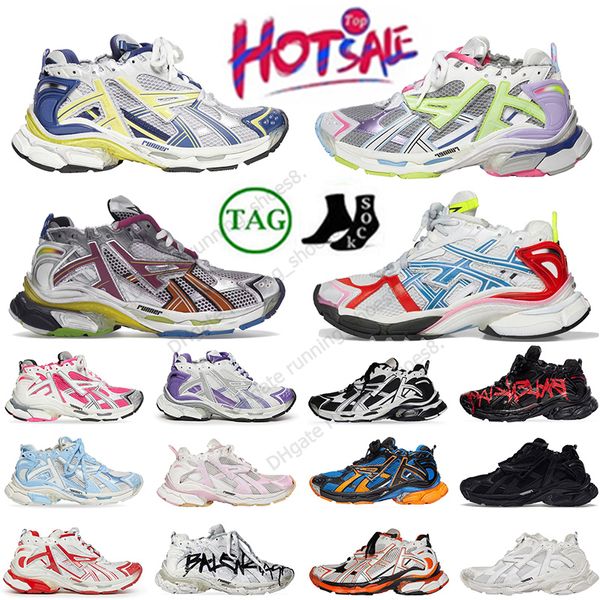 2024 Scarpe casual Designer Track Runners 7.0 Piattaforma Trasmissione senso Uomo Donna Decostruzione Rosso Graffiti Bianco Nero Giallo Escursionismo Walking Runner Taglia EUR35-46