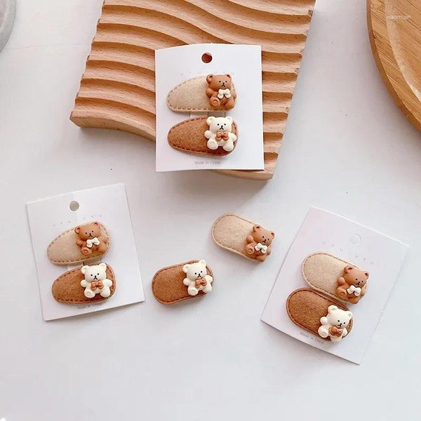 Accessori per capelli 2 pz/set clip di colore del caffè del cartone animato coreano simpatico orso per i bambini del bambino mollette copricapo ragazze bambini