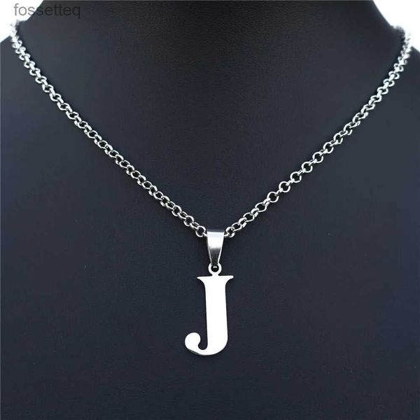 Colares de pingente Jesus letra J colar de aço inoxidável nome inicial alfabeto pingente com aço inoxidável o-chain jóias para homens mulheres l240111