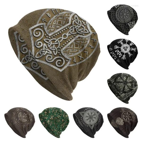 Berets Vikings Ragnar Lothbrok Skullies Beanies Caps Mjolnir The Hammer Knit Chapéu Inverno Quente Bonnet Chapéus Homens Mulheres Street Sk Yera