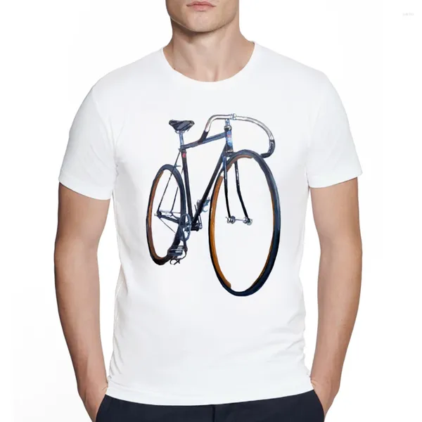 Homens Camisetas Bicicleta Ciclista Pintura Artista Camiseta Estilo Vintage Arte Casual Homens Camisetas Old-School Manga Curta