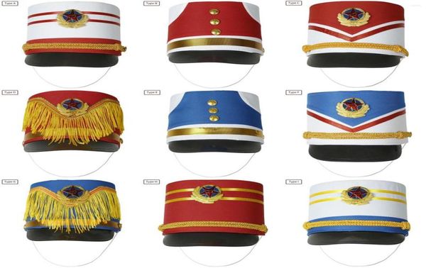 Berets marchando banda chapéu tambor grandes novidades men39s luxo soldado crianças elegante palco desempenho cosplay cap6094673