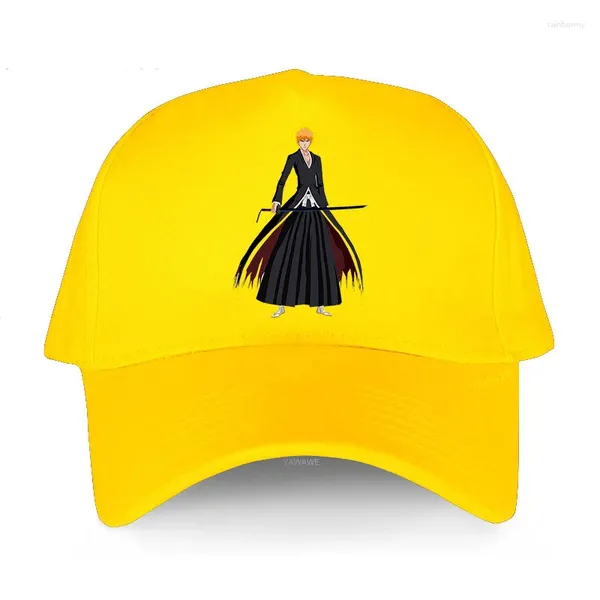 Top kapaklar açık snapback beyzbol şapkası siyah pamuk şapkalar ağartı ichigo kurosaki kılıç ustası sanat anime manga adam kadın hip hop sunhat