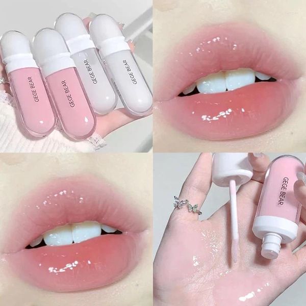 Lip Gloss hidratado geléia água brilhante plumping óleo rosa claro hidratante duradouro reduzir linhas batom líquido cosmético