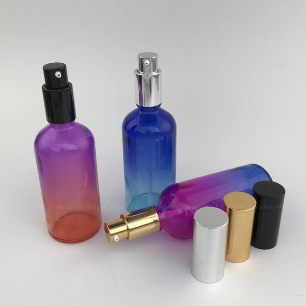 Vorratsflaschen 5x 50 ml 100 ml nachfüllbarer leerer Farbverlaufsglasbehälter mit Serumpumpenkappen für Creme-DIY-Gele Flüssigseife