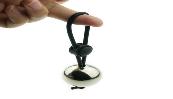 Anello per pene in silicone regolabile Anello per peso con sfera di metallo Dispositivo per l'ingrandimento del pene Giocattoli del sesso maschile Estensore del pene Barella Cockring Y4053815