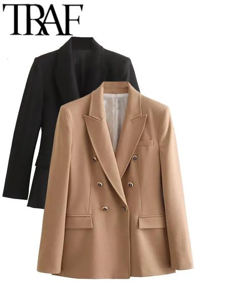 Traf Woman Moda V Boyun Blazers Sessiz Lüks Eski Para Stili Sonbahar ve Kış Dış Giyim Resmi Kıyafet Ofisi Vintage 240110