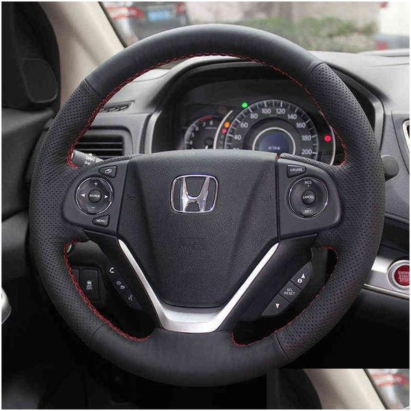 Direksiyon simidi Honda CRV için Sentetik Deri Araba ER Erkek 2013 2013 2014 J220808 Damla Teslim Mobilleri Motosikletler İç Erişim DHXLR