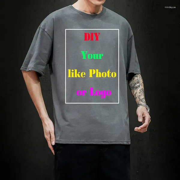 Herren T-Shirts DIY Your Like Po Or Logo Print Sommer Mode Shirt Herren Übergroße Hip Hop Kurzarm Casual Baumwolle Streetwear Top