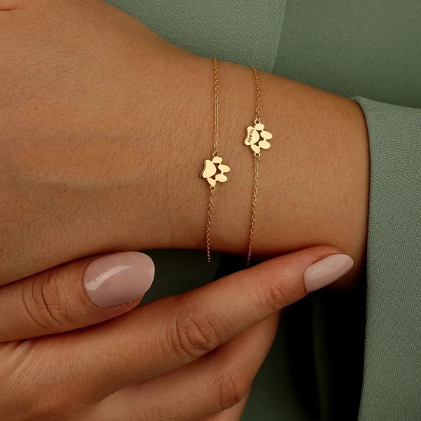 Personalizado pata impressão nome pulseira minimalista pulseiras personalizado atacado stailnless aço manguito declaração jóias para mulher 240110