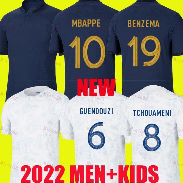 Yeni 24 25 ev Fransız Benzema Mbappe Griezmann Futbol Jersey Kante Pogba Zidane Giroud Matuidi Varane Pavaro Maillot de Futbol Gömlek Erkek Çocuk Kit seti