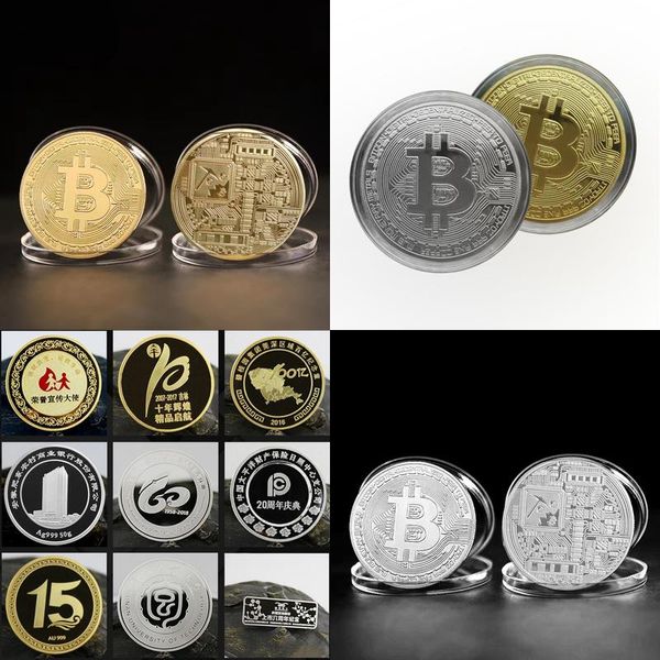 Gioco di altre arti e mestieri Monete commemorative Un capitolo Bitcoin Metallo Oro Sier Fatina dei denti Consegna a goccia Otllr