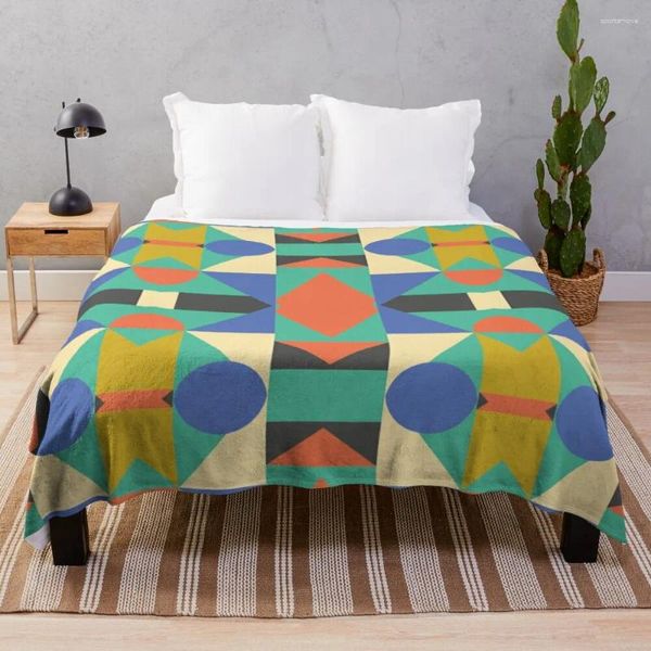 Decken, auffälliges, abstraktes, farbenfrohes, geometrisches Design, Überwurf, Decke, Sofas, Fell, flauschig, groß