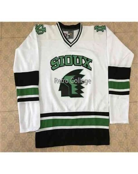 C26 Nik1 North Dakota Fighting Sioux University Белый хоккейный трикотаж Men039s с вышивкой Настройте любой номер и имя J1734906