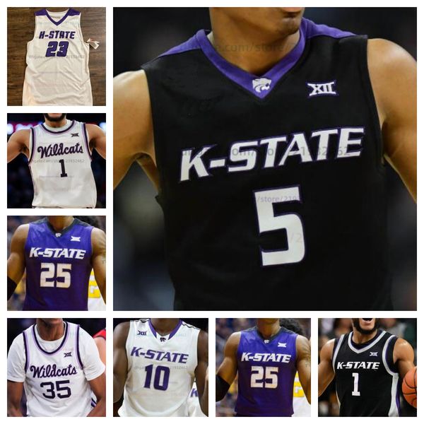 Benutzerdefiniertes Basketballtrikot der Kansas State Wildcats NCAA Ques Glover genähtes Trikot Beliebiger Name Nummer Männer Frauen Jugend Gestickt David N'Guessan Dorian Finister Perry