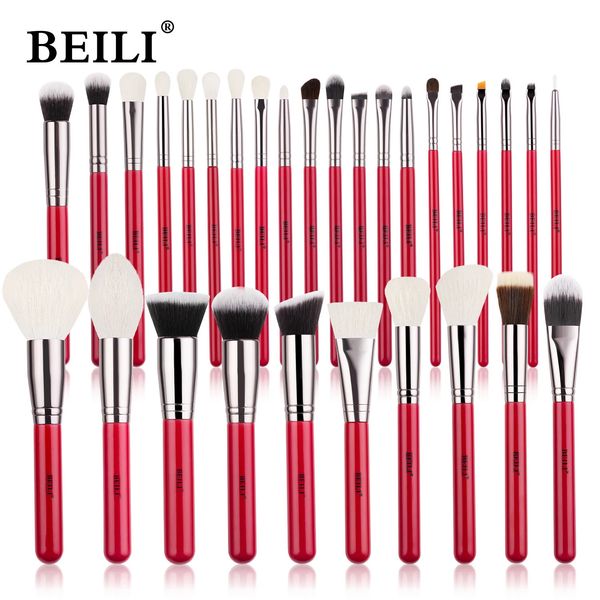 BEILI Red Natural Make-up-Pinsel-Set 11–30 Stück Foundation Blending Powder Blush Augenbrauen Professioneller Lidschatten Brochas Maquillaje 240110
