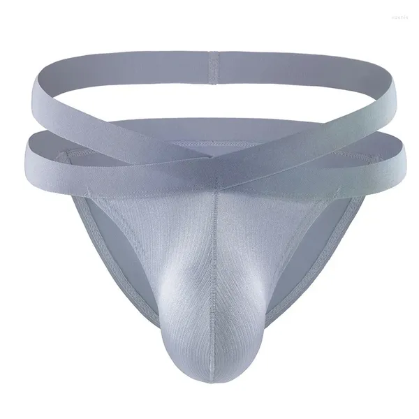 Cuecas gays sexy briefs homens u convexo bolsa roupa interior nylon elástico jockstrap cor sólida secagem rápida respirável seda suave calcinha