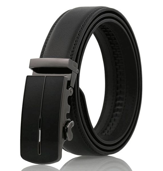 Fashion Men039s Business BeltAutomatic Buckle Slide Ratchet Belts For Men Genuine LeatherTrim To Fit9543554