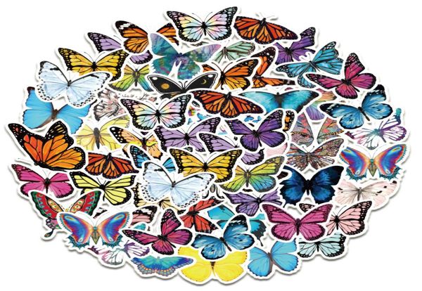 50 pçs lote colorido adorável borboleta adesivos para crianças brinquedos bonitos portátil guitarra notebook geladeira skate carro decalque6221616