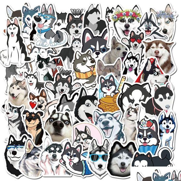 Paten Aksesuarları 50 PCS Husky Stickers Su geçirmez Vinil Sevimli Köpek Çıkartma Dizüstü bilgisayar kasası Bira Su Şişesi Bilgisayar Araba Deliği Del Otaww