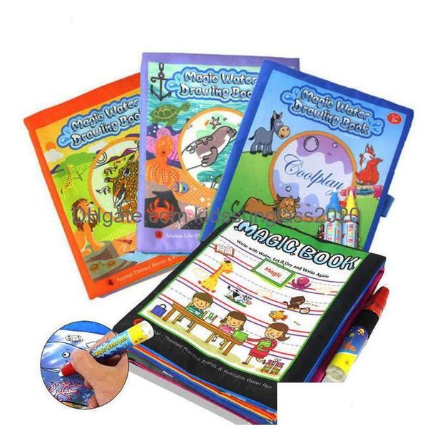 Livros para colorir 4 estilos crianças mágica água ding livro atacado doodle com caneta pintura placa aprendizagem brinquedos para crianças entrega gota dhz3b