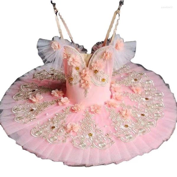 Stage Wear 2024 Ballet tutu Swan Lake Pancake Dress Girl Child Ballerina Performance Dance Costume per bambini per adulti