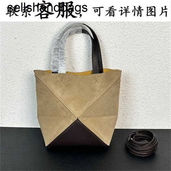 Rätsel falten Loewwes Totes Bag Luxusbeutel echte Leder Guangzhou Spleißeinkäufe gefrorene geometrische Wildlederfalten FrauenswQ