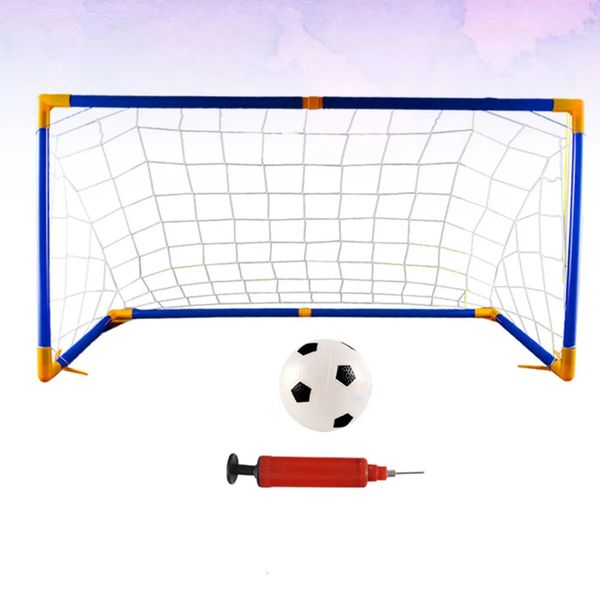 1 conjunto portátil de redes de gol de futebol conjunto portátil dobrável-jogo de futebol conjunto com bomba de bolas para esportes ao ar livre indoor poste 240111