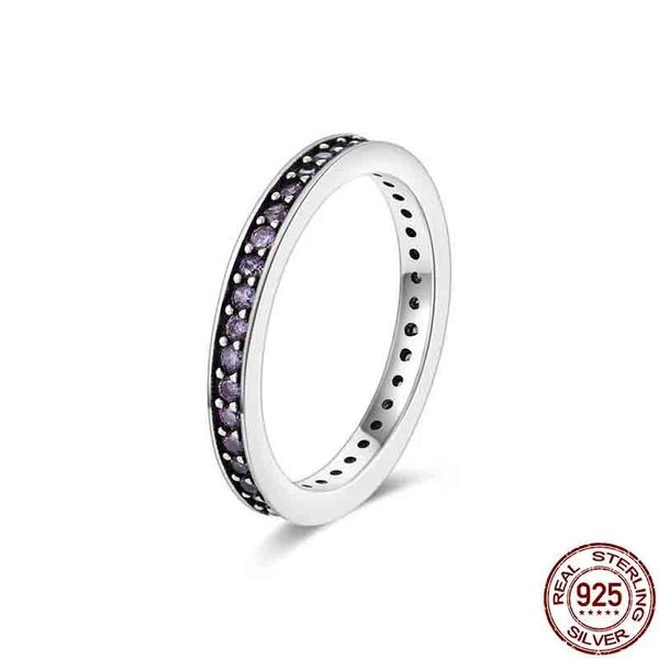 100% 925 prata esterlina feminino retro listrado anéis para mulheres brilhante zircão simples anéis de dedo clássico promessa anéis de noivado
