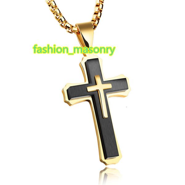 Collane con pendente croce oro in acciaio inossidabile gioielli di moda per uomo fabbrica personalizzata all'ingrosso