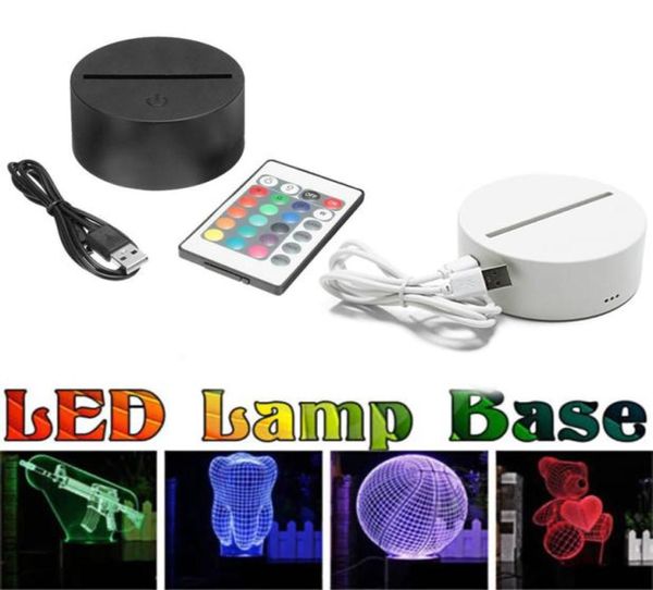 Touch 3D LED Luzes Suporte Base de lâmpada 4mm Painel acrílico Luz noturna Substituição de luz de mesa colorida Suporte de decoração Bateria ou USB Po7600765
