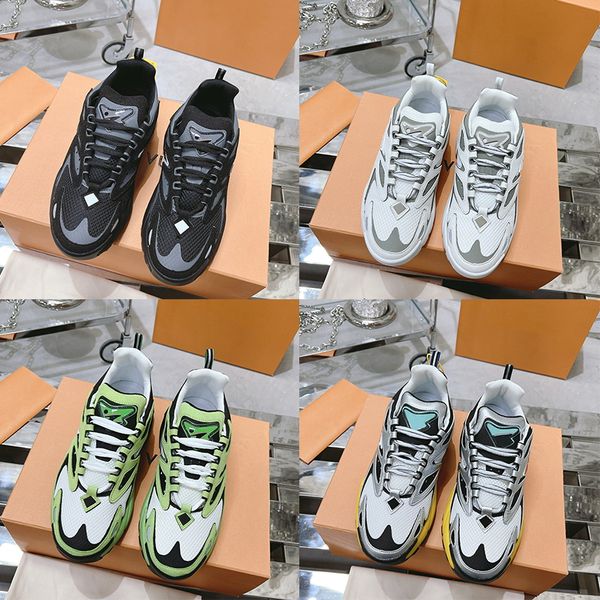 Luxo Runner Tatic Sneakers Designer Homens Sapatos Casuais Louisely Extraordinary Virgils Sneaker Couro Mens Treinadores Canvas Preto Branco Cinza Verde Prata Laranja