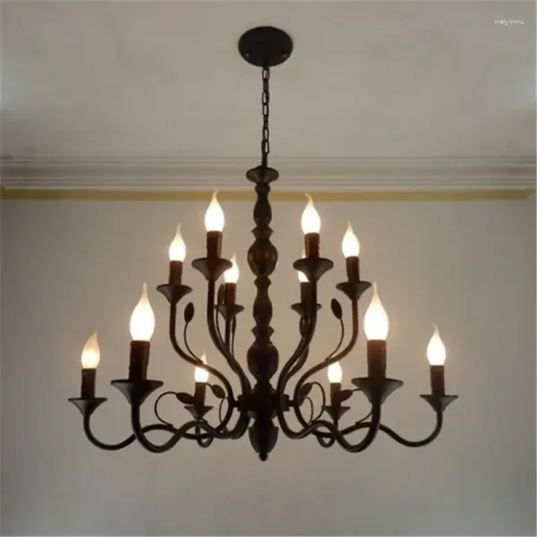 Lustres retro lustre iluminação preto ferro forjado para sala de jantar industrial vintage teto quarto