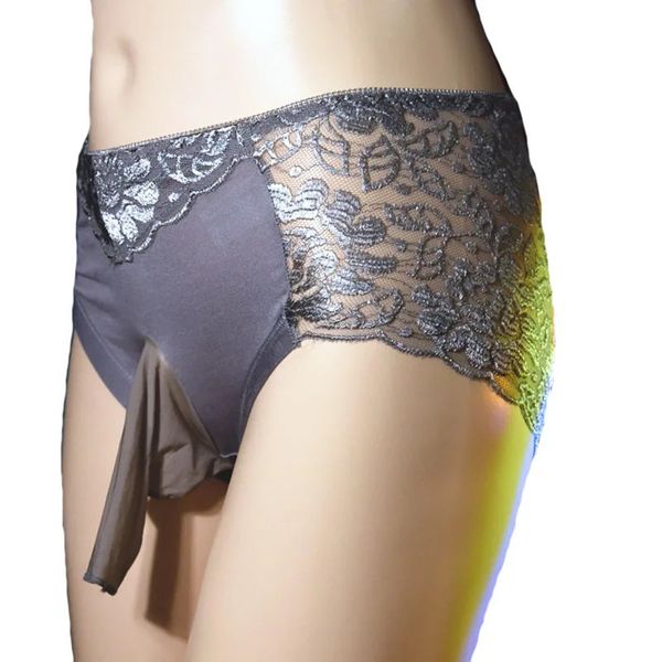 Plus Size Sexy Männer Höschen Hohe Qualität Sheer Spitze Nahtlose Penishülle Cock Pouch Briefs Sissy Erotische Unterwäsche 240110