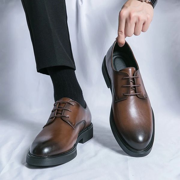 Clássico itália apontou toe sapatos de couro homens luxo oxfords negócios formal escritório sapatos masculinos vestido preto sapatos de casamento 240110