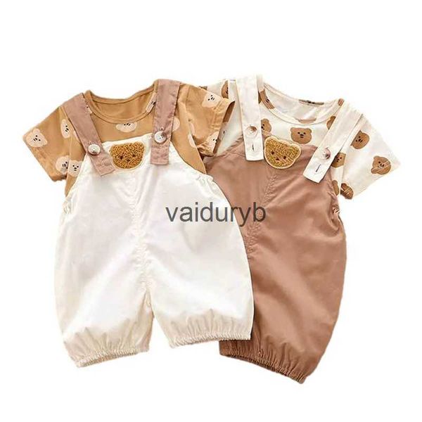 Conjuntos de roupas de verão conjuntos de roupas de bebê recém-nascidos meninas meninos camiseta macacão moda desenhos animados suspensórios shorts coreano solto crianças macacão 0-4yvaiduryb