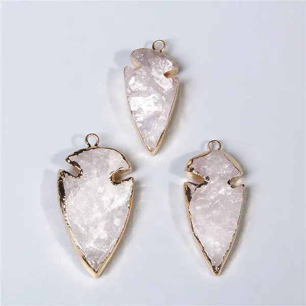 Pingente colares irregular seta cristal druzy pingentes branco ouro cor borda quadro charme para fazer jóias colar 1pc diy