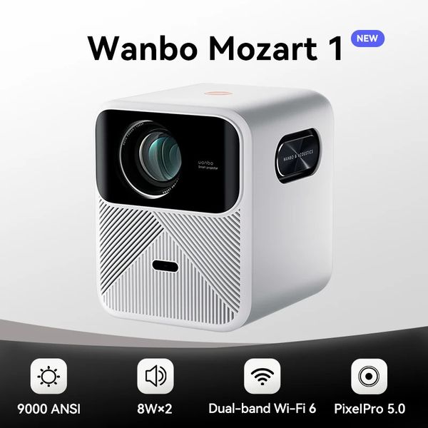 Wanbo Mozart 1 Android 9.0 2K 4K Projetor 1080p Full HD Taşınabilir Projektör WiFi 6 232GB Akıllı Ev Video Tiyatrosu için Otomatik Fok 240112