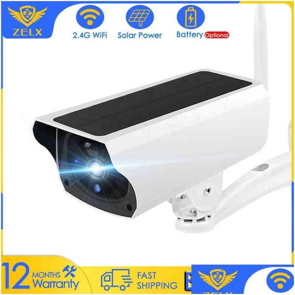 Telecamere IP Wifi Telecamera di videosorveglianza Pannello solare Carica batteria 1080P Sicurezza wireless Allarme di movimento esterno Cam Cctv domestico Drop Dhqk5