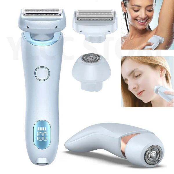 Elektrische Rasierer für Frauen, 2-in-1-Bikini-Trimmer, Gesichtsrasierer, Haarentfernung für Achselhöhlen, Beine, Damen-Körperschneider, IPX7 wasserdicht, 240112