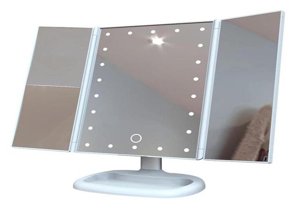 Specchi compatti 3 colori LED Specchio per trucco Luce Vanity Touch Sn Flessibile ingrandimento Cosmetico USB Batteria Strumenti per l'uso9072051