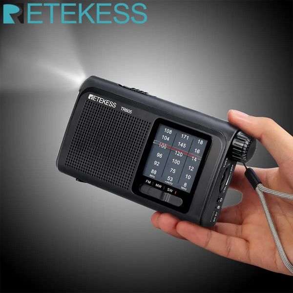 Rádio Rádio TR605 Rádio portátil FM/MW/SW Lanterna de emergência com bateria recarregável alto alto -falante para os idosos