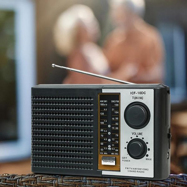 Rádio Rádio Estéreo com Melhor Recepção Rádios Transistores Portáteis AM FM Rádio Operado por Bateria Grande Alto-falante AM/FM/TV/SW1/SW2 para Idosos