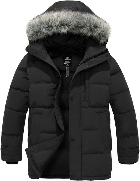 Wantdo Erkekler Kış Ceket Kırılmaz Kış Kap Dahası Sıcak Puffer Ceketi Kürk Kaputu